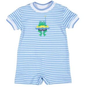 FLORENCE EISEMAN Stripe Knit Shortall With Frog